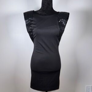 Cache Black Sleeveless Bodycon Mini Dress